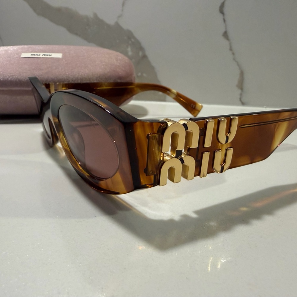OFERS WELCOME - MIU MIU Glimpse oval-frame tortoiseshell acetate sunglasses